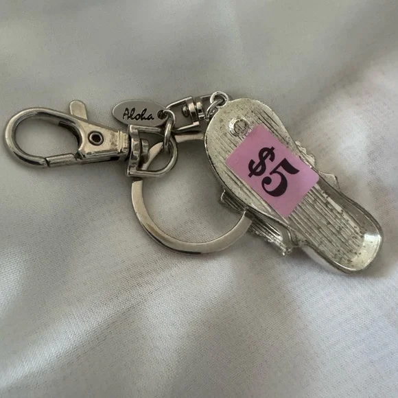 Hawaii Aloha Silver Flip Flop Keychain - NWT - Picture 3 of 3